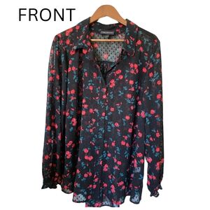 Lane Bryant Black Floral Blouse Plus Size